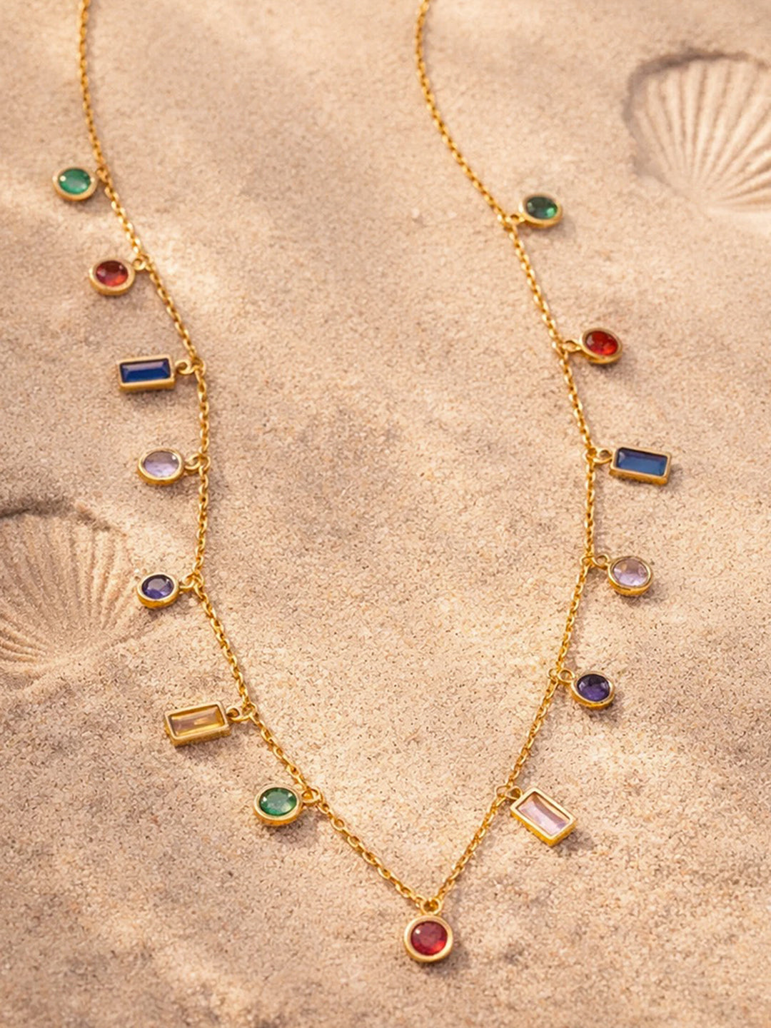 Demi Fine 18K Gold Plated Stainless steel Multi-Zircon Charm Chain Necklace
