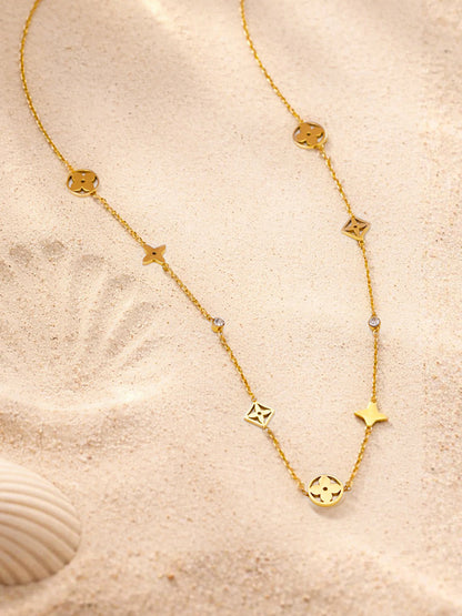 Demi Fine 18K Gold Plated Stainless steel Mini Multi-Charm Chain Necklace