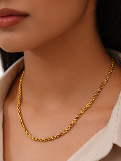 Demi Fine 18K Gold Plated Stainless steel Rope Chain Necklace