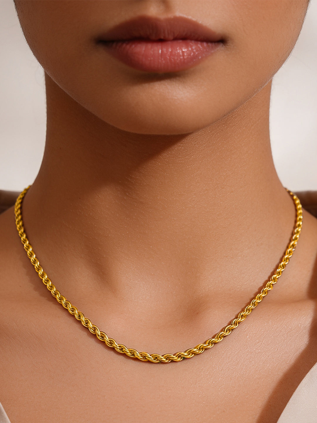 Demi Fine 18K Gold Plated Stainless steel Rope Chain Necklace