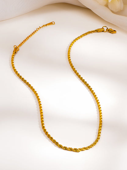 Demi Fine 18K Gold Plated Stainless steel Rope Chain Necklace