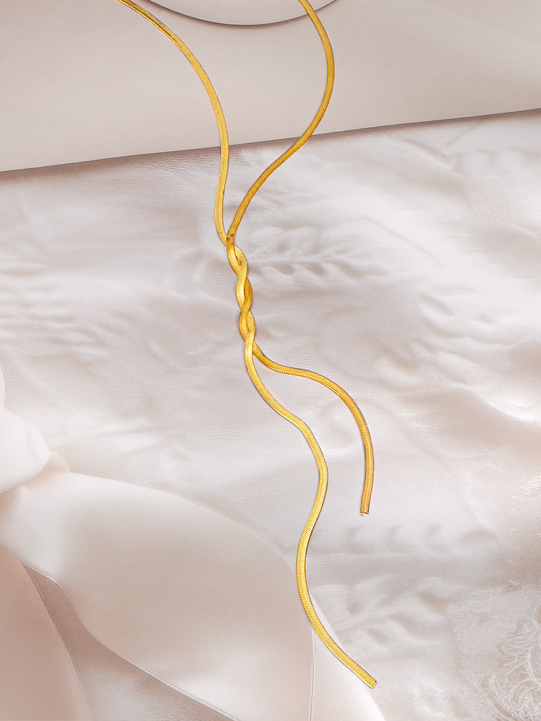 Demi Fine 18K Gold Plated Stainless steel Snake Chain Lariat Drop Necklace