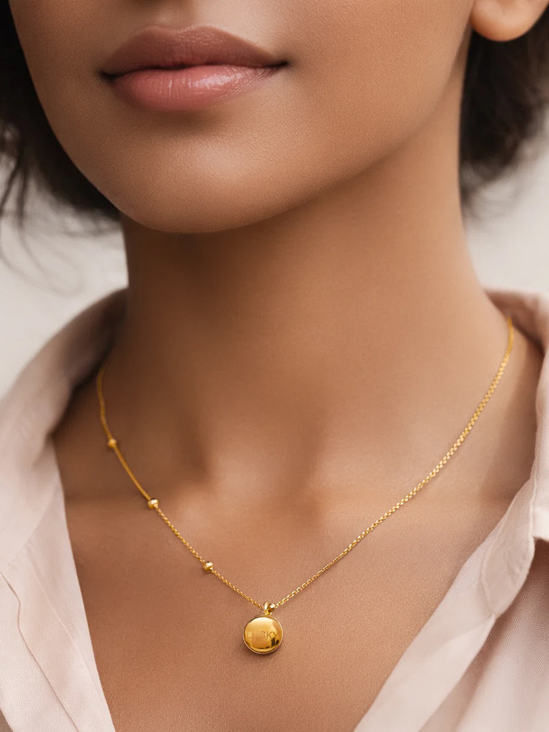 Demi Fine 18K Gold Plated Stainless steel Minimal Ball Pendant Bead Necklace