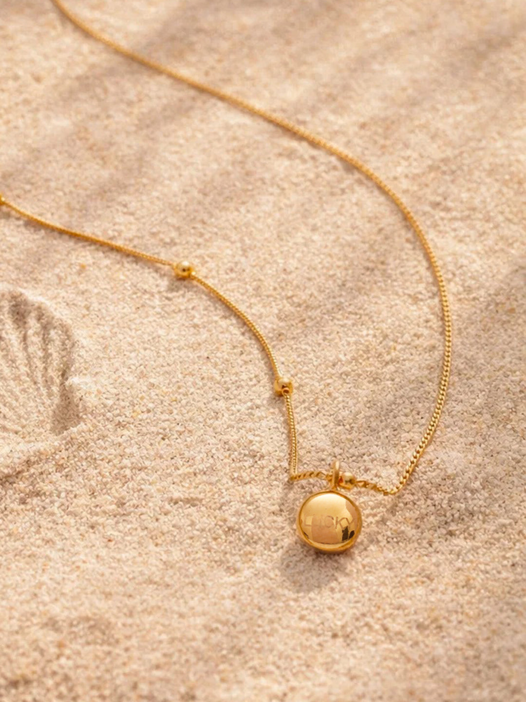 Demi Fine 18K Gold Plated Stainless steel Minimal Ball Pendant Bead Necklace