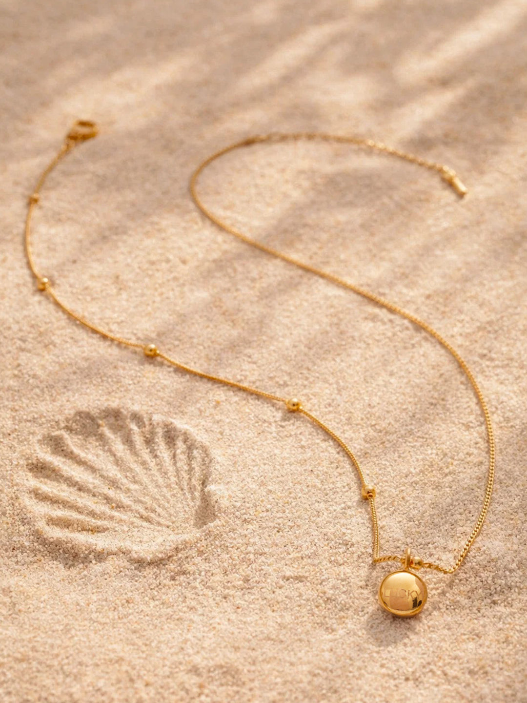 Demi Fine 18K Gold Plated Stainless steel Minimal Ball Pendant Bead Necklace