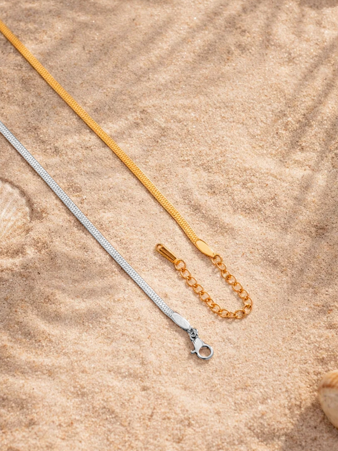 Demi Fine Dual Tone Stainless steel Snake Chain Lariat Drop Necklace