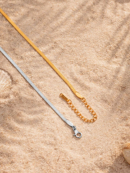 Demi Fine Dual Tone Stainless steel Snake Chain Lariat Drop Necklace
