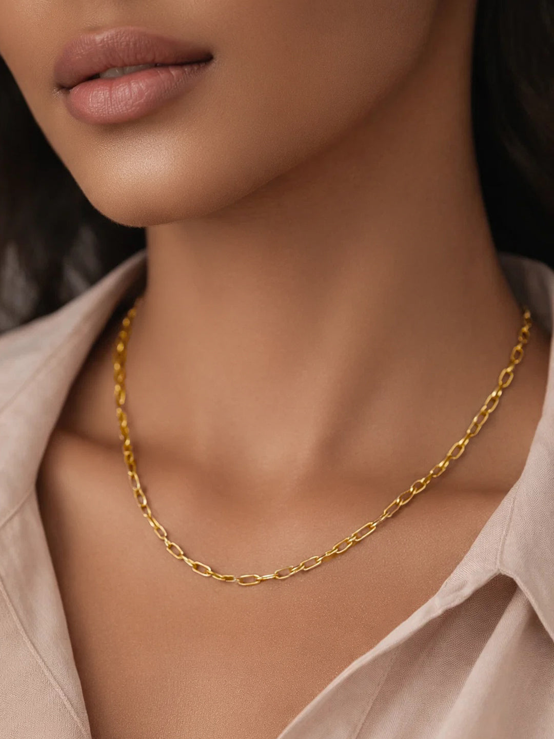 Demi Fine 18K Gold Plated Stainless steel Paperclip Chain Necklace