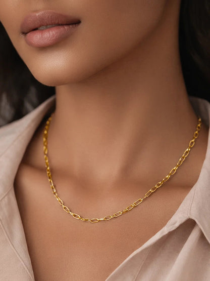 Demi Fine 18K Gold Plated Stainless steel Paperclip Chain Necklace