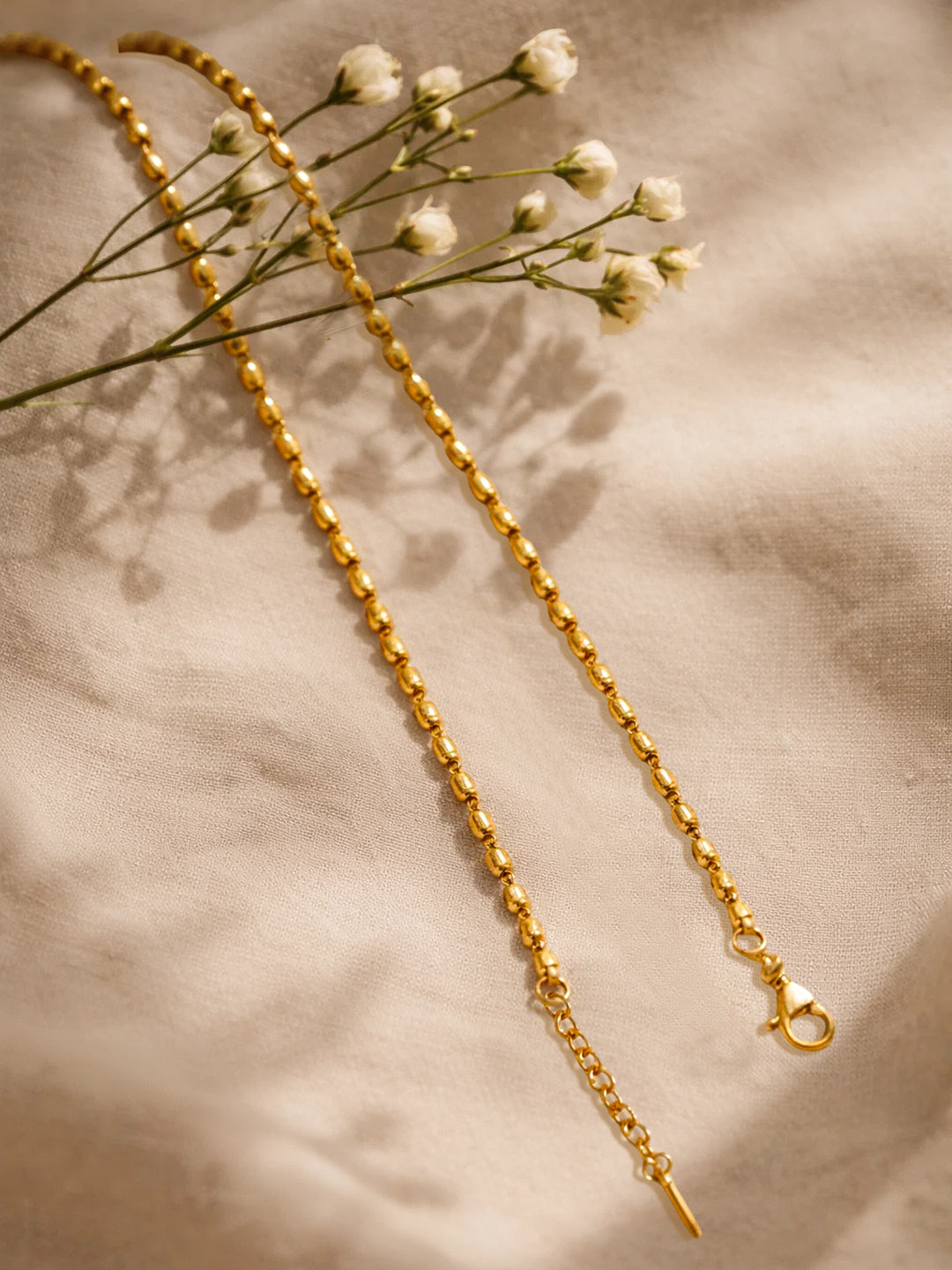 Demi Fine 18K Gold Plated Stainless steel Oval Pearl Chain Necklace