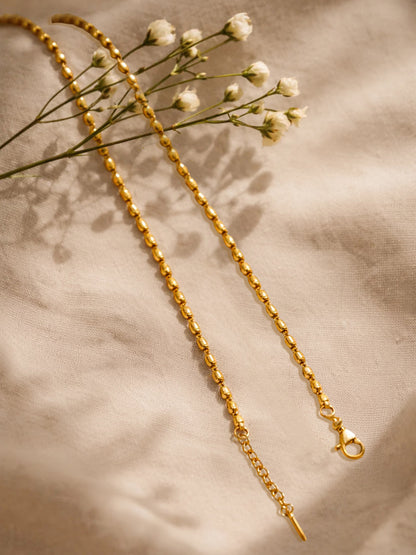 Demi Fine 18K Gold Plated Stainless steel Oval Pearl Chain Necklace