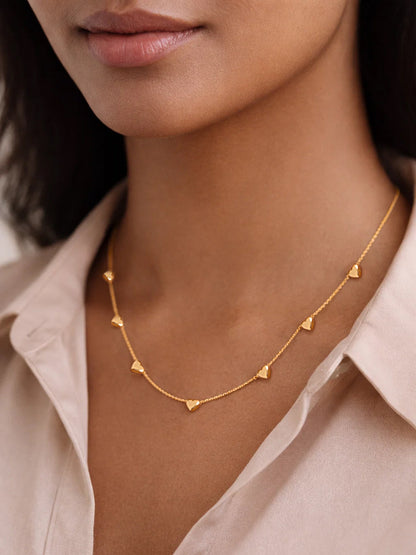 Demi Fine 18K Gold Plated Stainless steel Mini Heart Charm Chain Necklace
