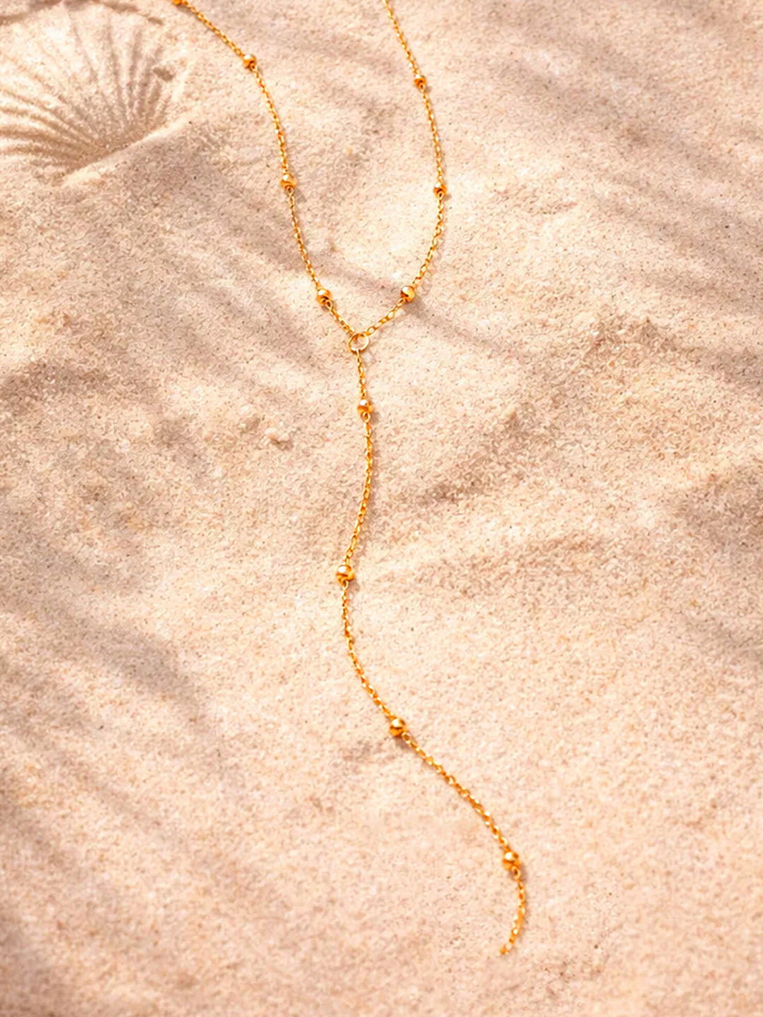 Demi Fine 18K Gold Plated Stainless steel Ball Bead Chain Lariat Drop Necklace