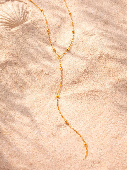 Demi Fine 18K Gold Plated Stainless steel Ball Bead Chain Lariat Drop Necklace