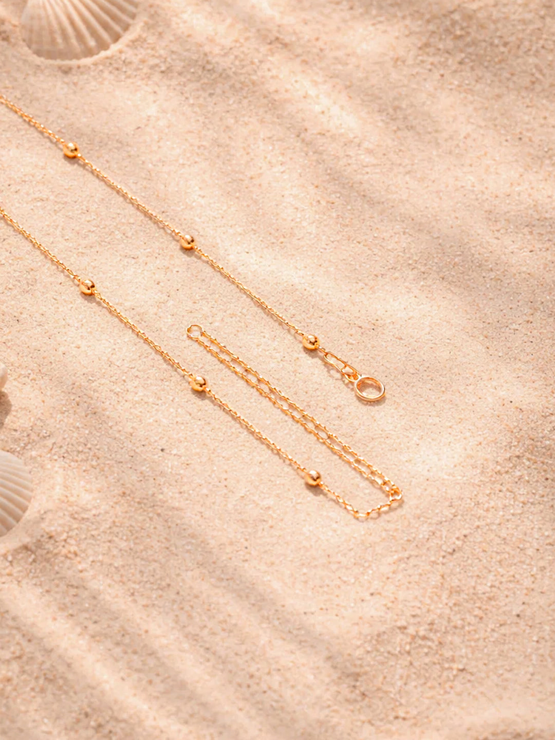 Demi Fine 18K Gold Plated Stainless steel Ball Bead Chain Lariat Drop Necklace