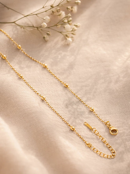 Demi Fine 18K Gold Plated Stainless steel Beaded Chain Heart Pendant Necklace
