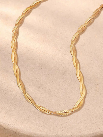 Demi Fine 18K Gold Plated Stainless steel Twisted Snake Chain Necklace