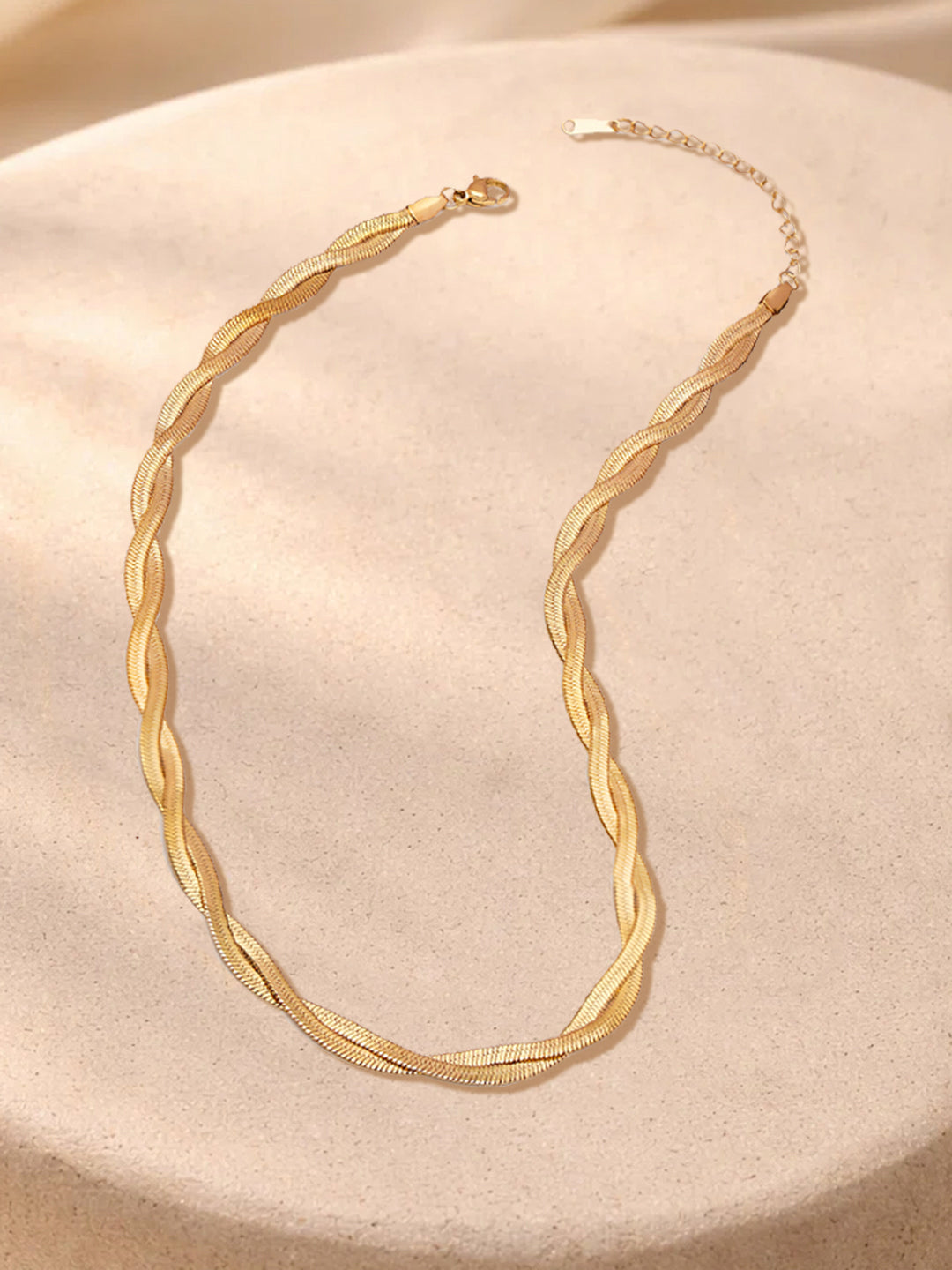 Demi Fine 18K Gold Plated Stainless steel Twisted Snake Chain Necklace