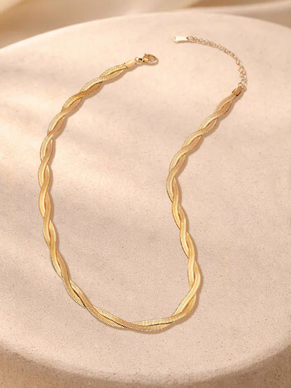 Demi Fine 18K Gold Plated Stainless steel Twisted Snake Chain Necklace