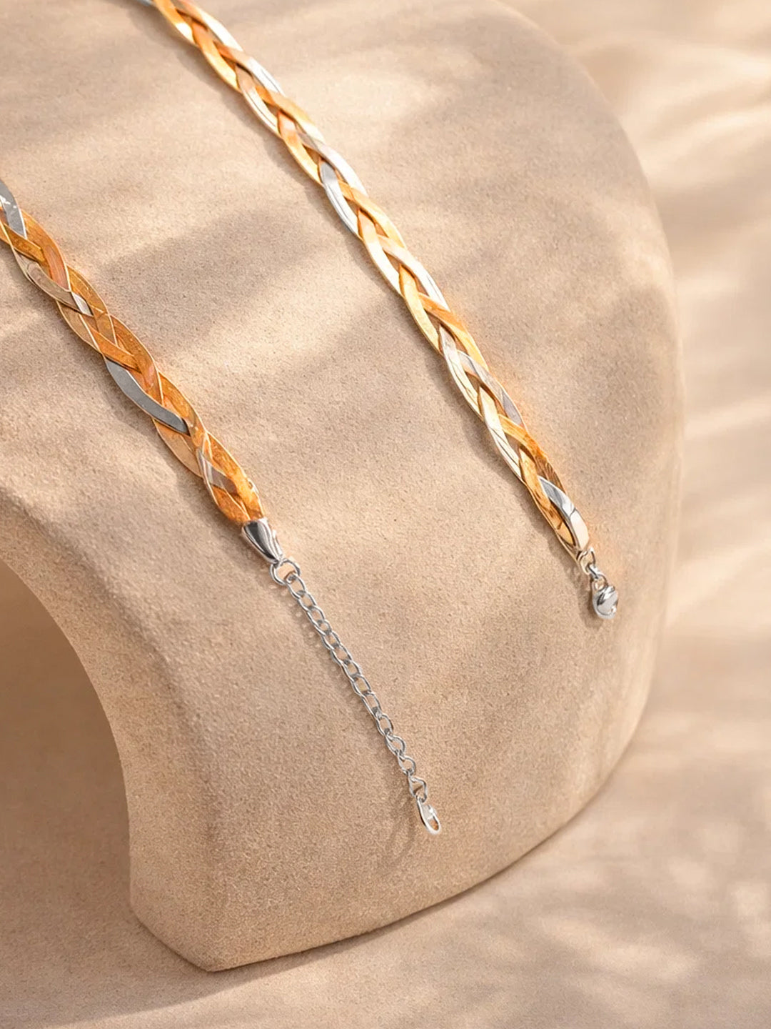 Demi Fine Triple Tone Stainless steel Twisted Snake Chain Necklace