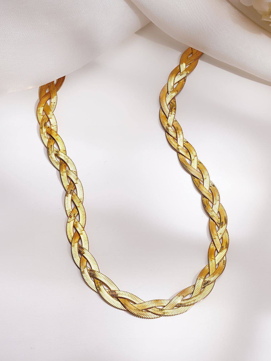 Demi Fine 18K Gold Plated Stainless steel Twisted Snake Chain Necklace