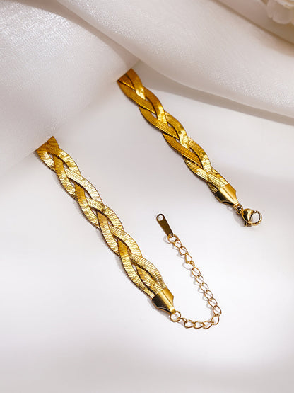 Demi Fine 18K Gold Plated Stainless steel Twisted Snake Chain Necklace