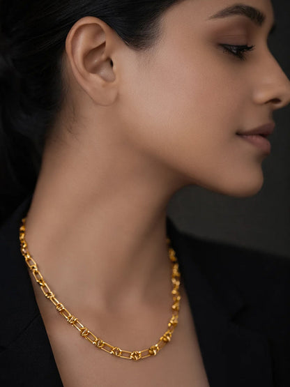 Demi Fine 18K Gold Plated Stainless steel Knot Chunky Link Chain Necklace
