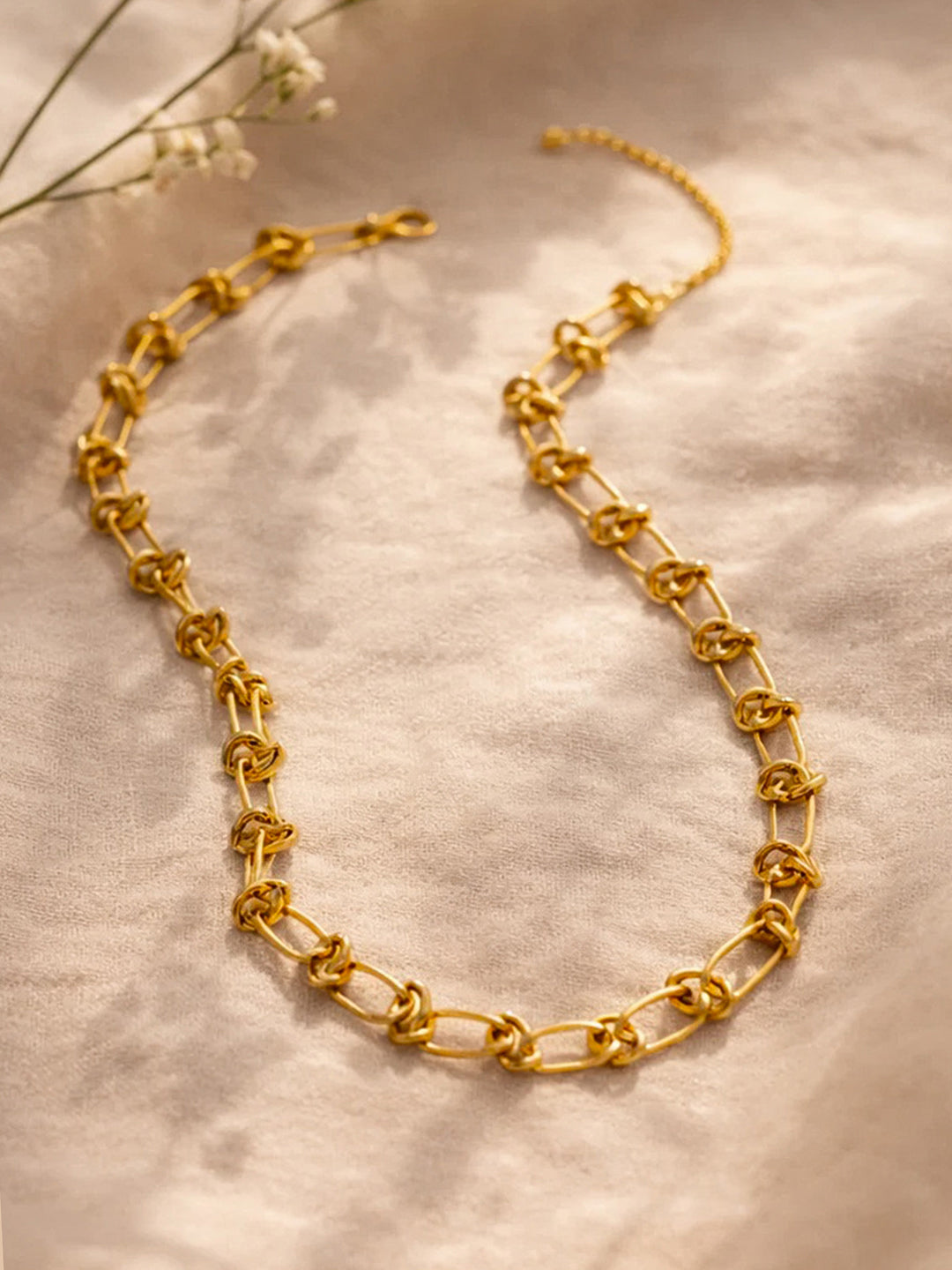 Demi Fine 18K Gold Plated Stainless steel Knot Chunky Link Chain Necklace