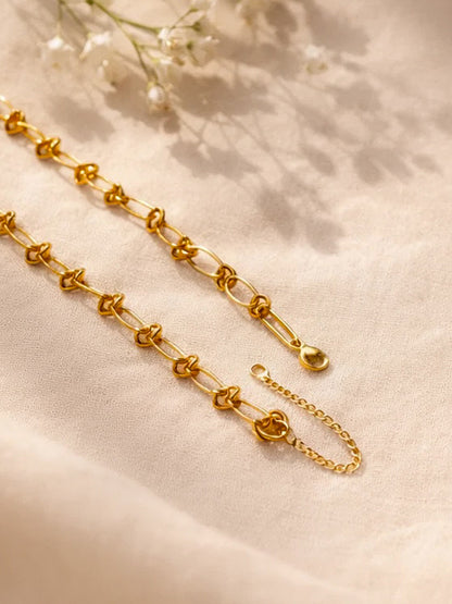 Demi Fine 18K Gold Plated Stainless steel Knot Chunky Link Chain Necklace