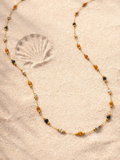 Demi Fine 18K Gold Plated Stainless steel Multicolor Beaded Chain Necklace