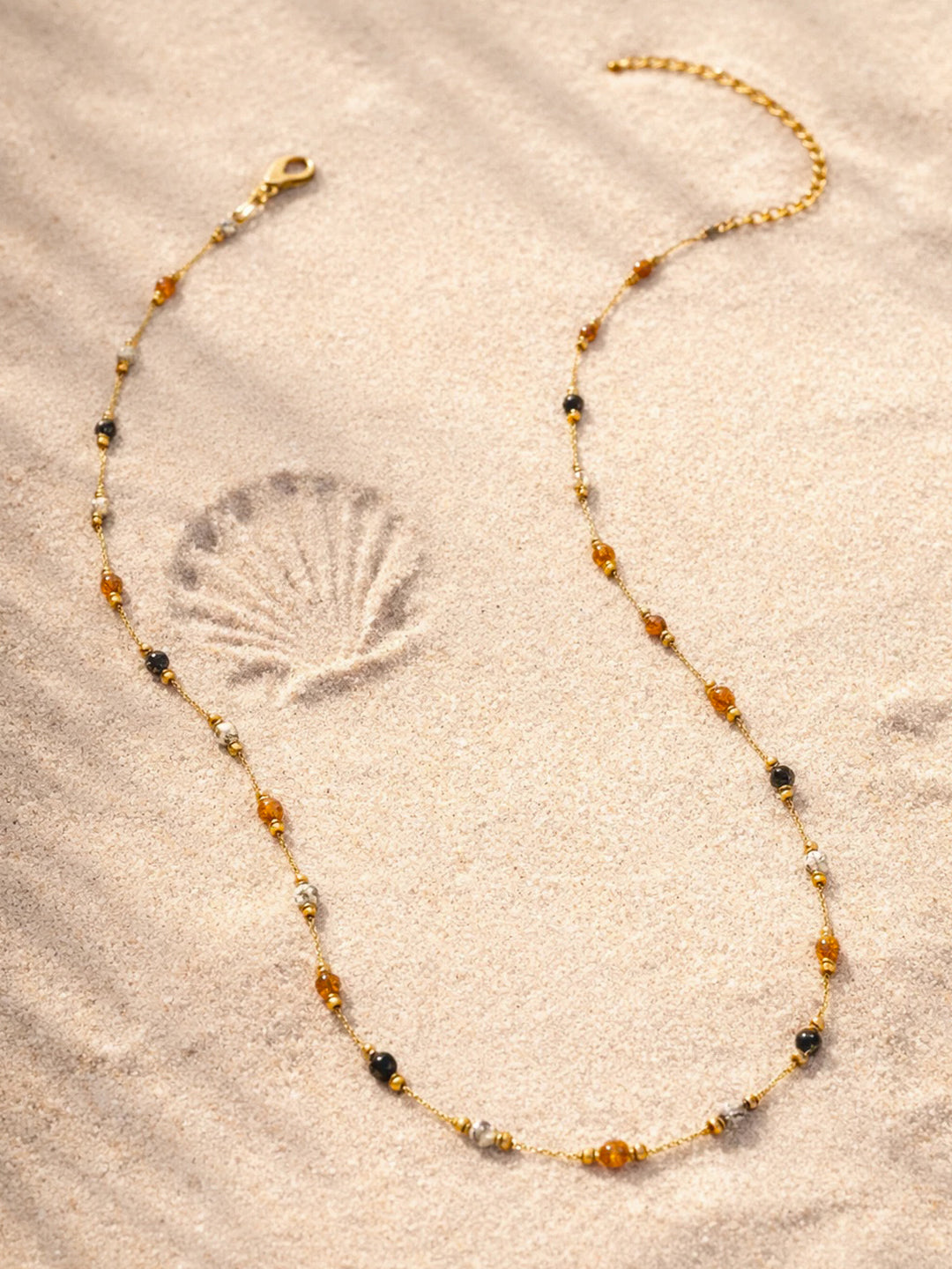 Demi Fine 18K Gold Plated Stainless steel Multicolor Beaded Chain Necklace