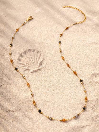 Demi Fine 18K Gold Plated Stainless steel Multicolor Beaded Chain Necklace