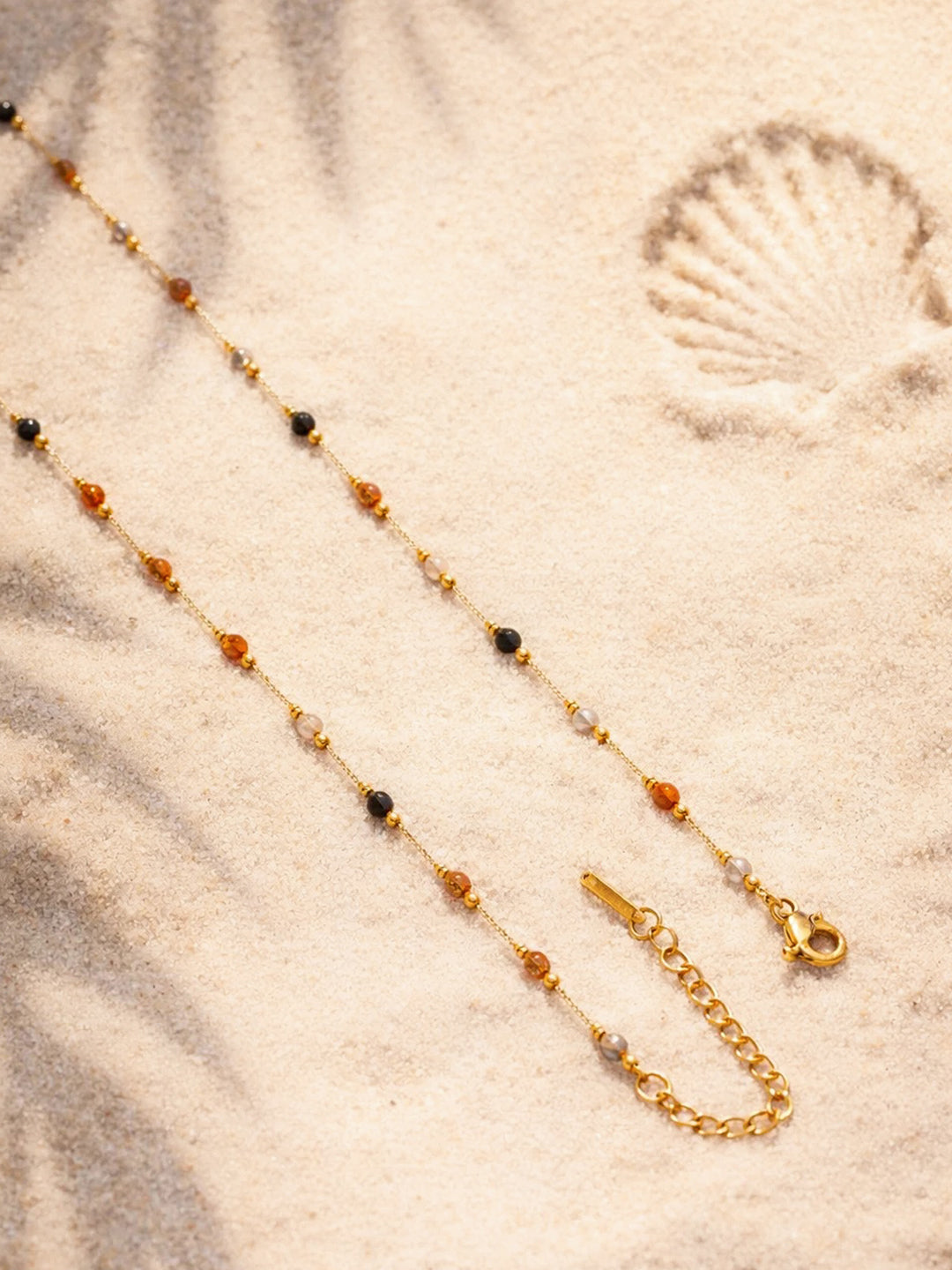 Demi Fine 18K Gold Plated Stainless steel Multicolor Beaded Chain Necklace