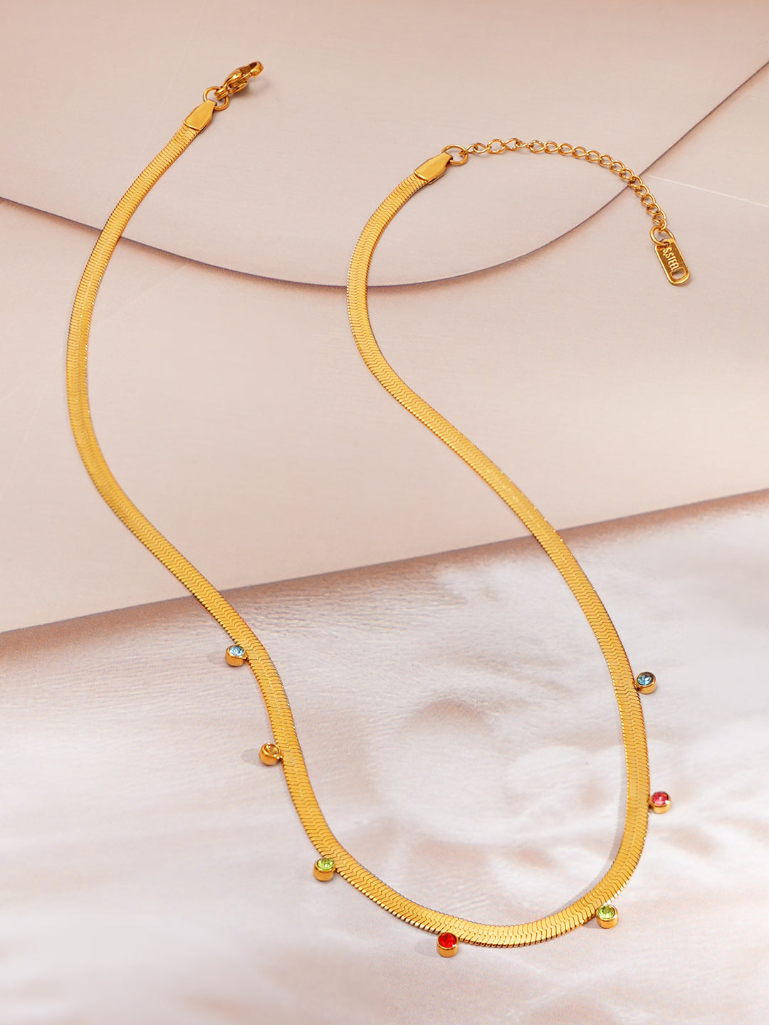 Demi Fine 18K Gold Plated Stainless steel Multi-Crystal Drop Chain Necklace