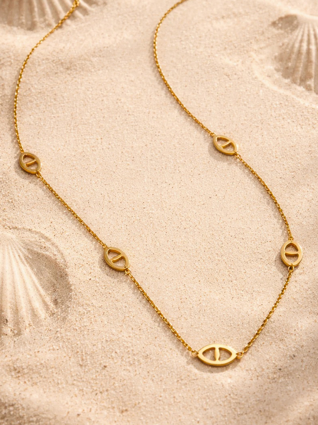 Demi Fine 18K Gold Plated Stainless steel Oval Link Accent Chain Necklace