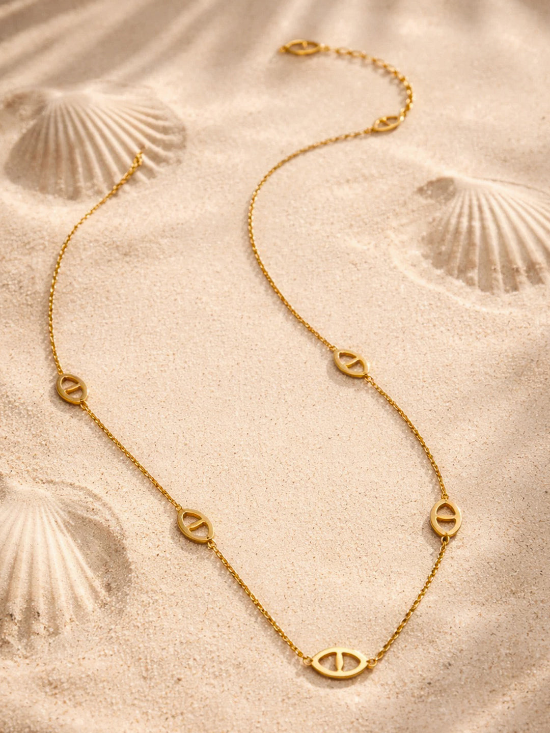 Demi Fine 18K Gold Plated Stainless steel Oval Link Accent Chain Necklace