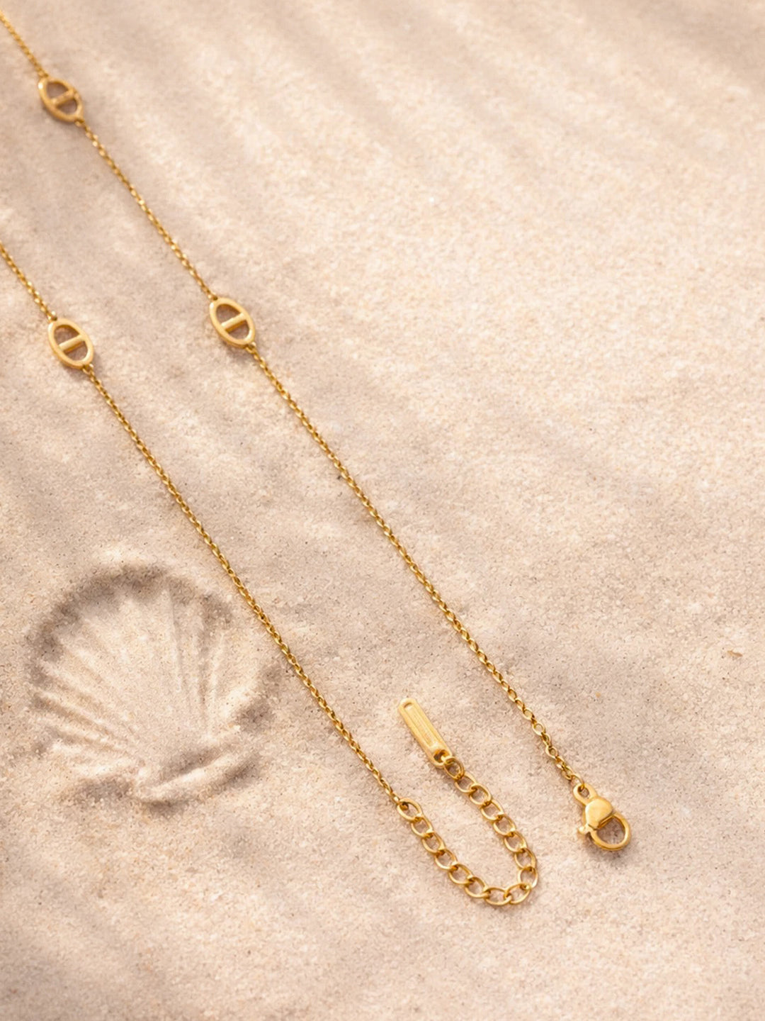 Demi Fine 18K Gold Plated Stainless steel Oval Link Accent Chain Necklace
