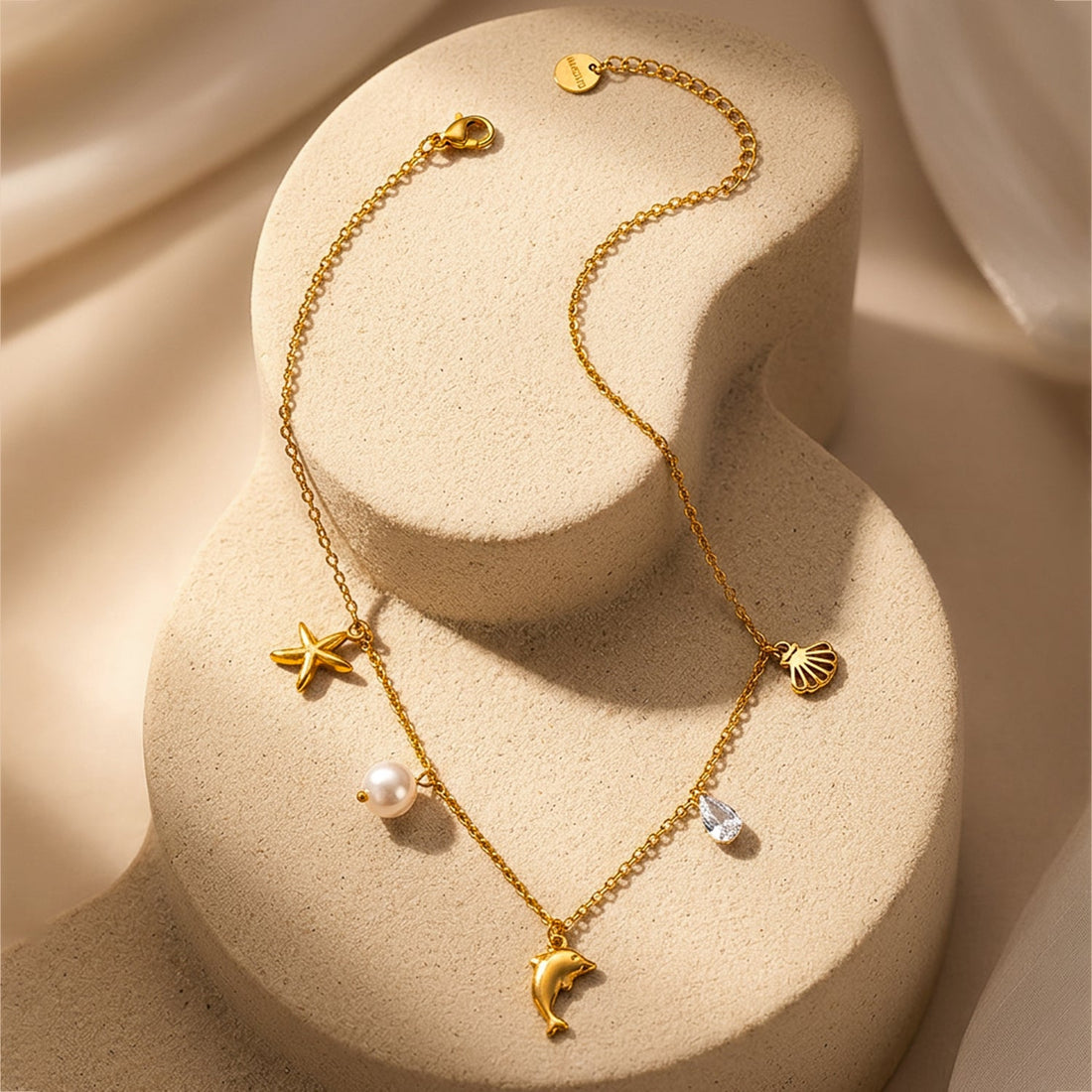 Demi Fine 18K Gold Plated Stainless Steel Coastal Multi Charm Necklace