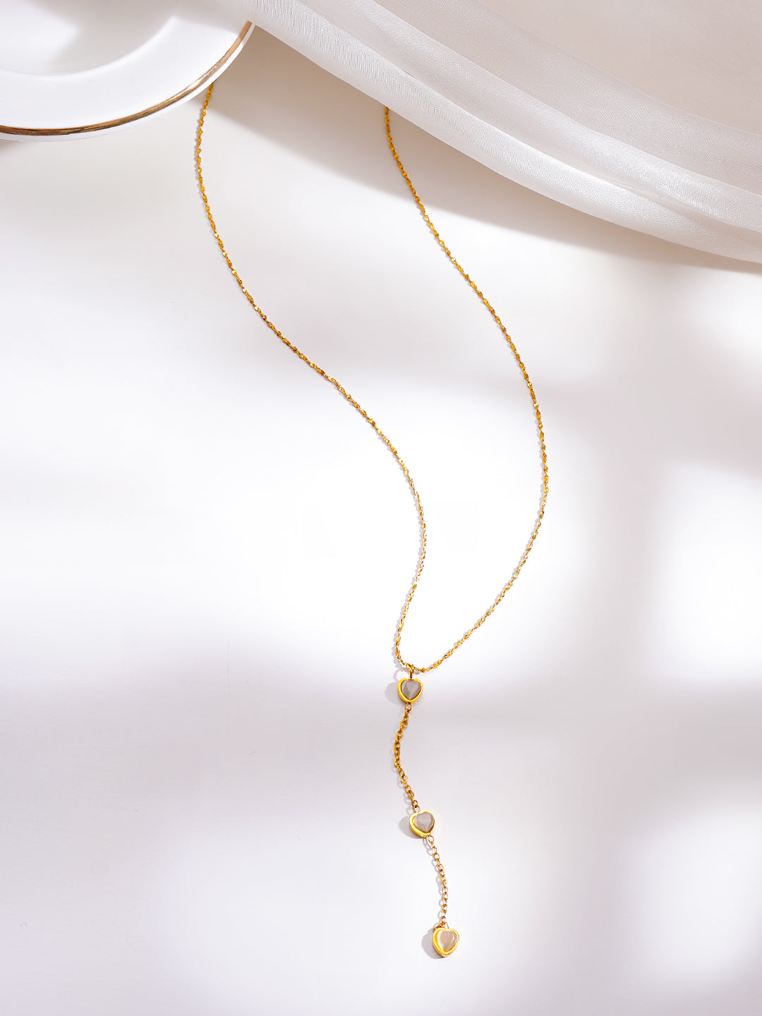 Demi Fine 18K Gold Plated Stainless Steel Heart Pearl Drop Necklace