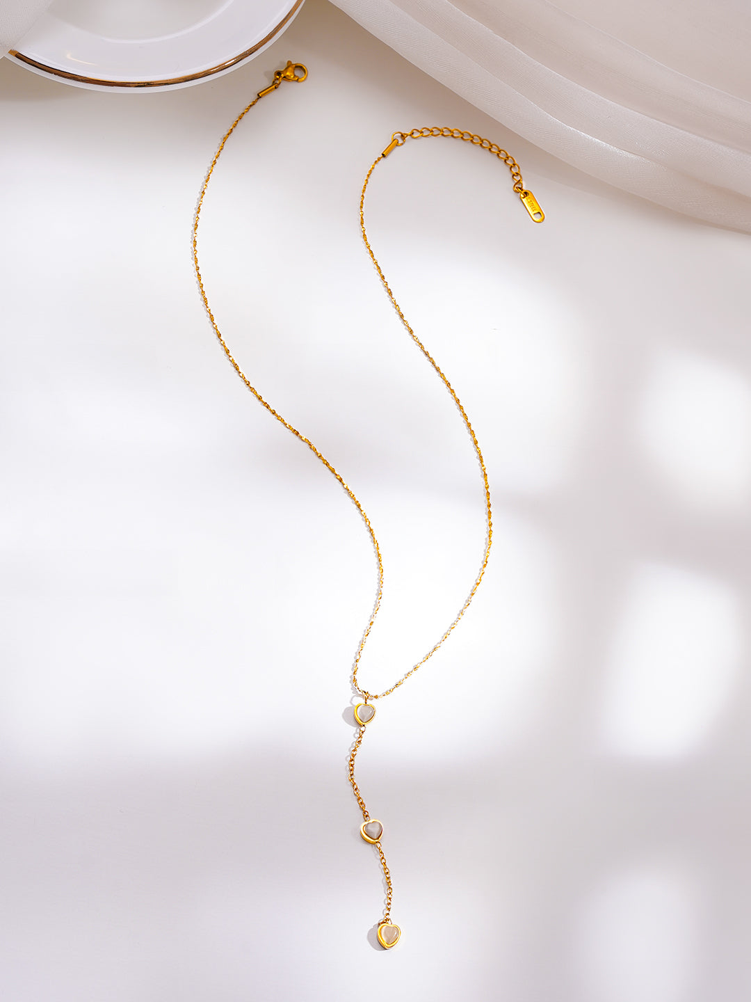 Demi Fine 18K Gold Plated Stainless Steel Heart Pearl Drop Necklace