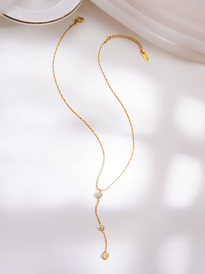 Demi Fine 18K Gold Plated Stainless Steel Heart Pearl Drop Necklace