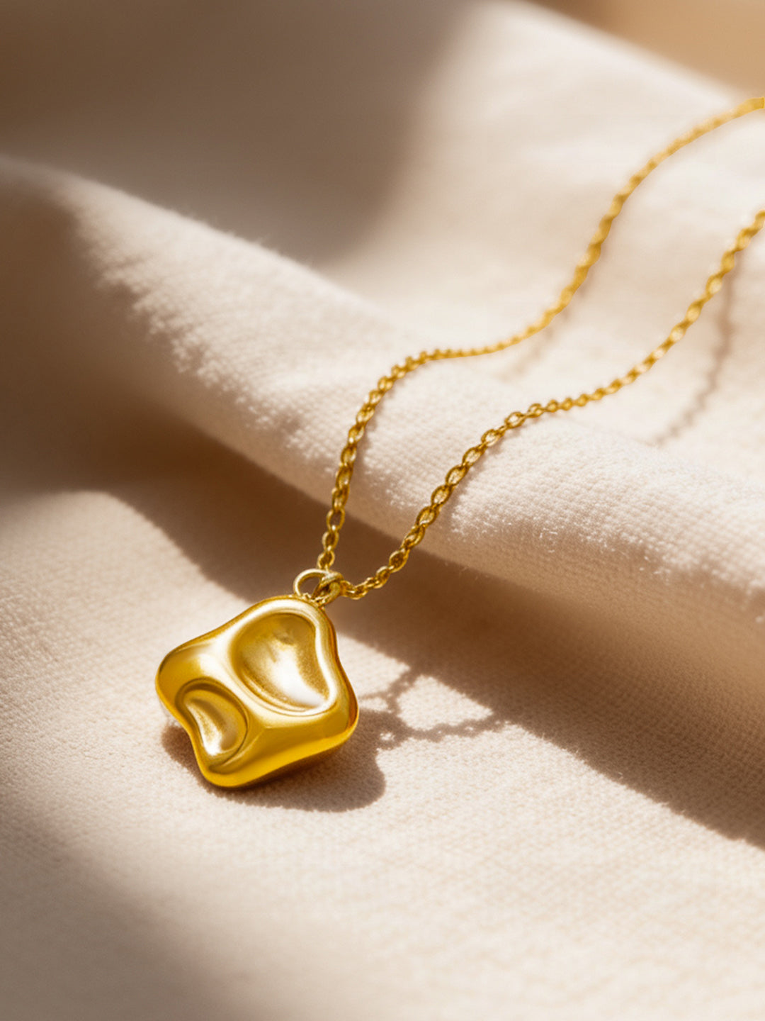 Demi Fine 18K Gold Plated Stainless steel Melted Gold Pendant Chain
