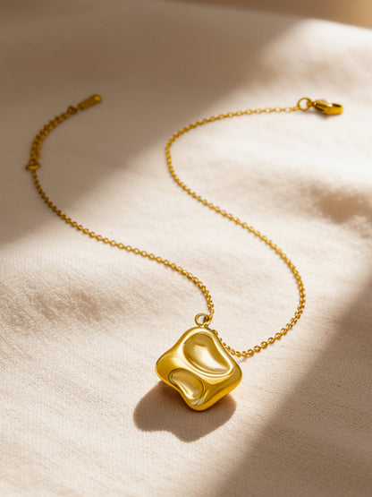 Demi Fine 18K Gold Plated Stainless steel Melted Gold Pendant Chain