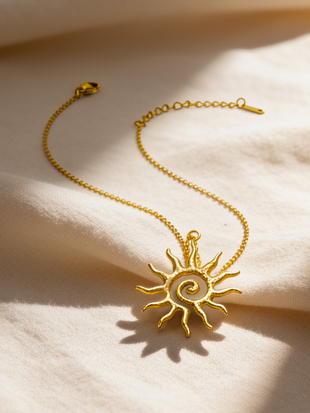 Demi Fine 18K Gold Plated Stainless steel Sun Charm Fine Pendant Chain Necklace