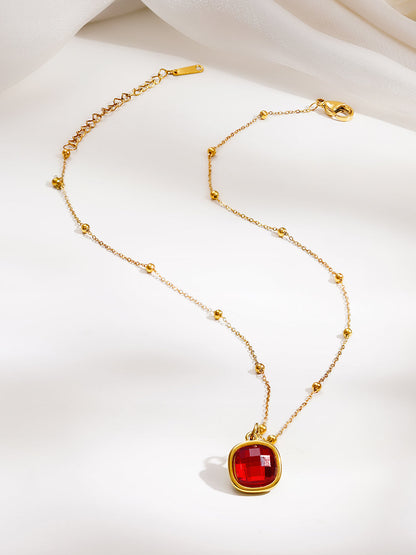 Demi Fine 18K Gold Plated Stainless steel Ruby Crush Pendant Chain