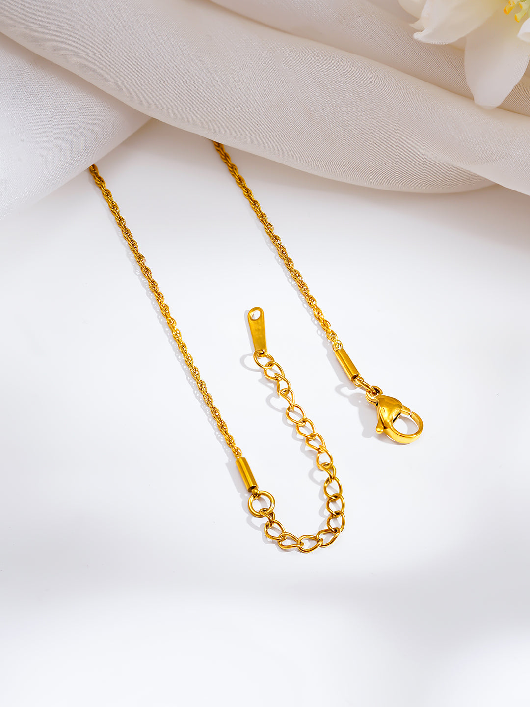 Demi Fine 18K Gold Plated Stainless steel Teardrop Ruby Charm Pendant Chain
