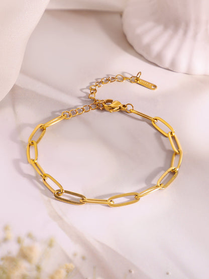 Demi Fine 18K Gold Plated Stainless Steel Paperclip Necklace &amp; Bracelet Set