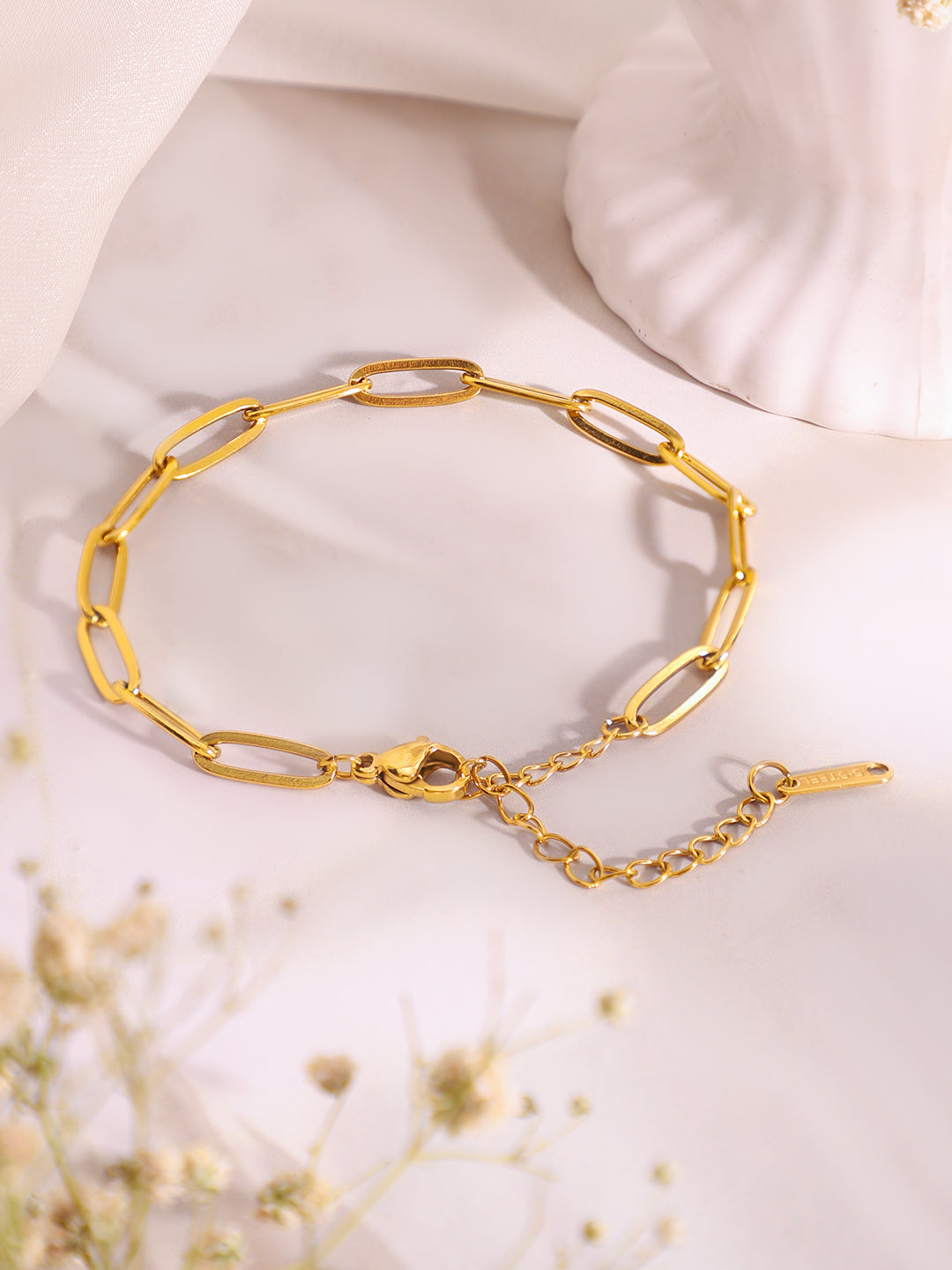 Demi Fine 18K Gold Plated Stainless Steel Paperclip Necklace &amp; Bracelet Set