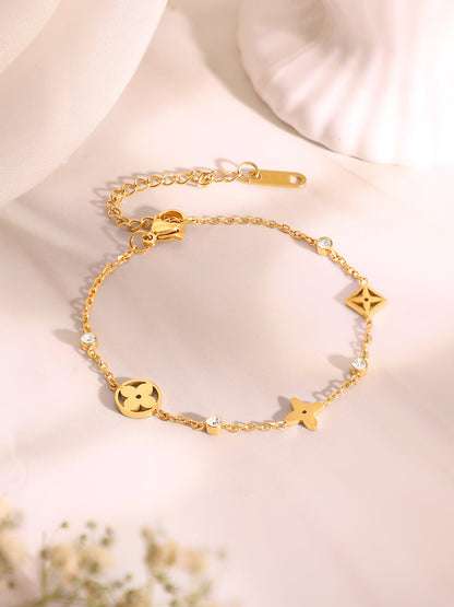 Demi Fine 18K Gold Plated Stainless Steel Crystal Necklace &amp; Bracelet Set