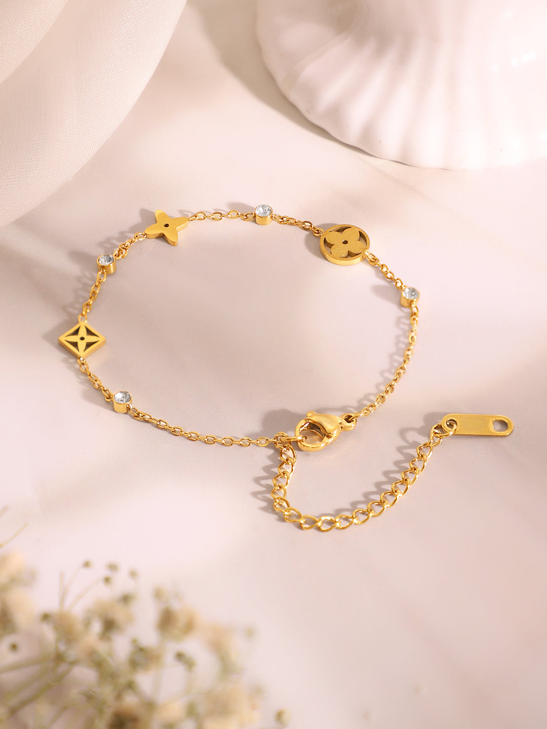 Demi Fine 18K Gold Plated Stainless Steel Crystal Necklace &amp; Bracelet Set